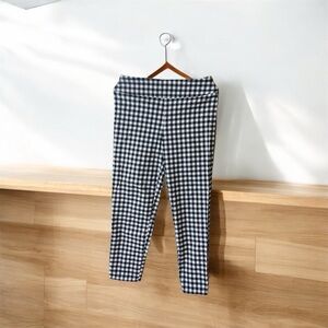 Cleo Womens Black White Checkered Gingham Ankle Stretch Pant Small Tummy Control
